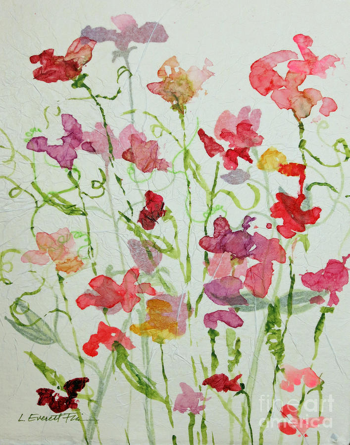 707x900 Sweet Pea Two Painting By Lauren Everett Finn - Sweet Pea Painting