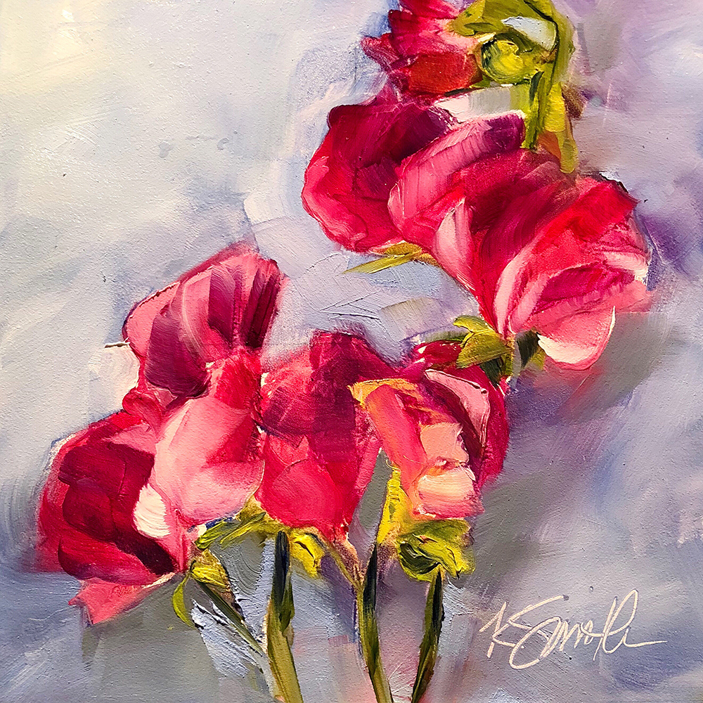 1000x1000 Sweet Pea Is An Original Daily 6x6 Oil Painting By Kim Smith - Sweet Pea Painting