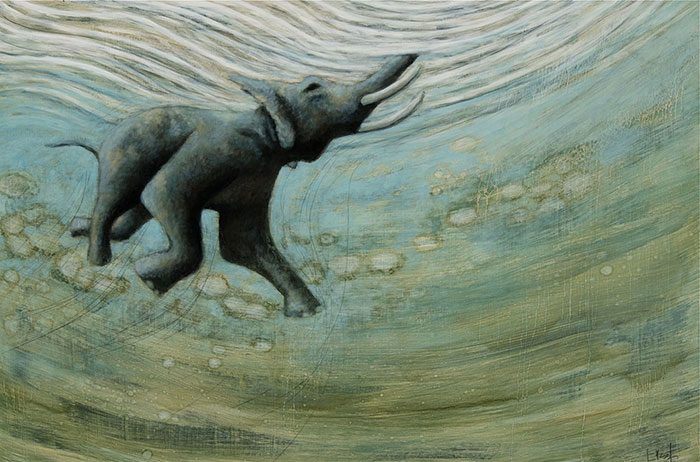 700x462 Liz Brady Artist - Swimming Elephant Painting
