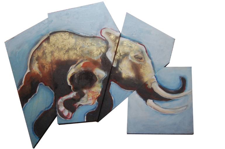 770x511 Saatchi Art Swimming Elephant Painting By Yunizar Mursyidi - Swimming Elephant Painting