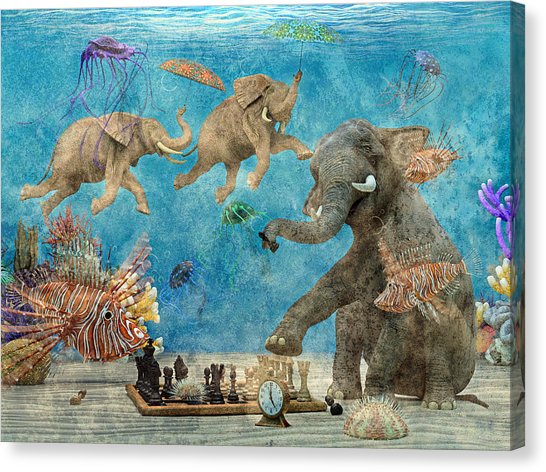 546x472 Swimming Elephant Canvas Prints Fine Art America - Swimming Elephant Painting