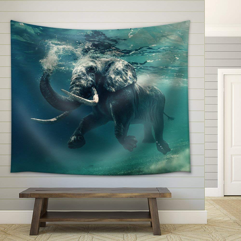 1000x1000 Swimming Elephant Underwater African Elephant In Ocean - Swimming Elephant Painting