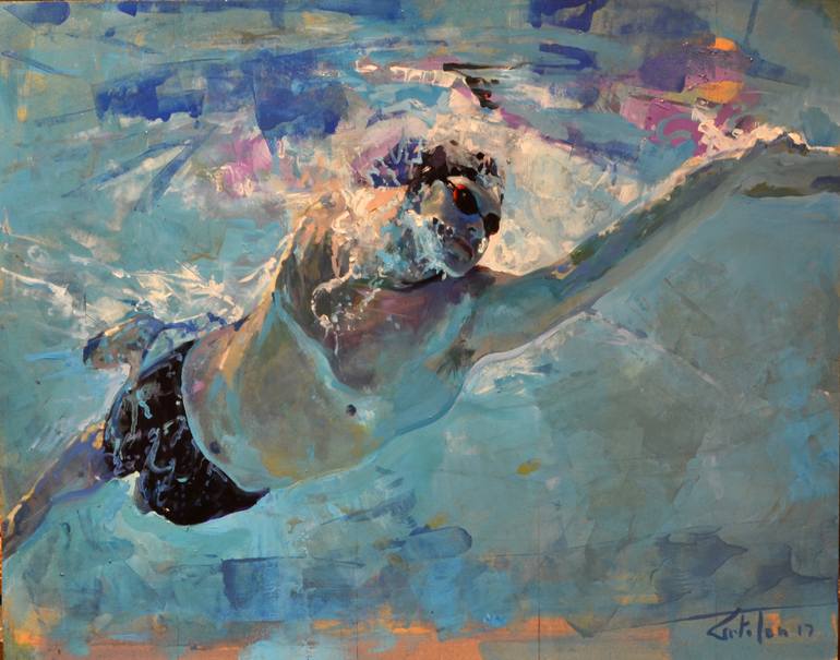 770x605 Saatchi Art Swimming Painting By Marco Ortolan - Swimming Painting
