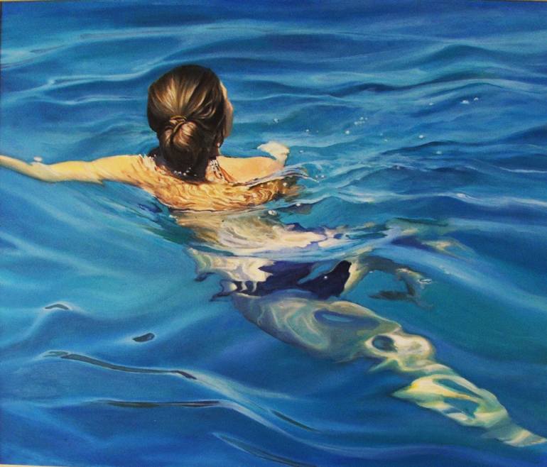 770x658 Saatchi Art The Swimmer Painting By Ivora Arsenovic - Swimming Painting