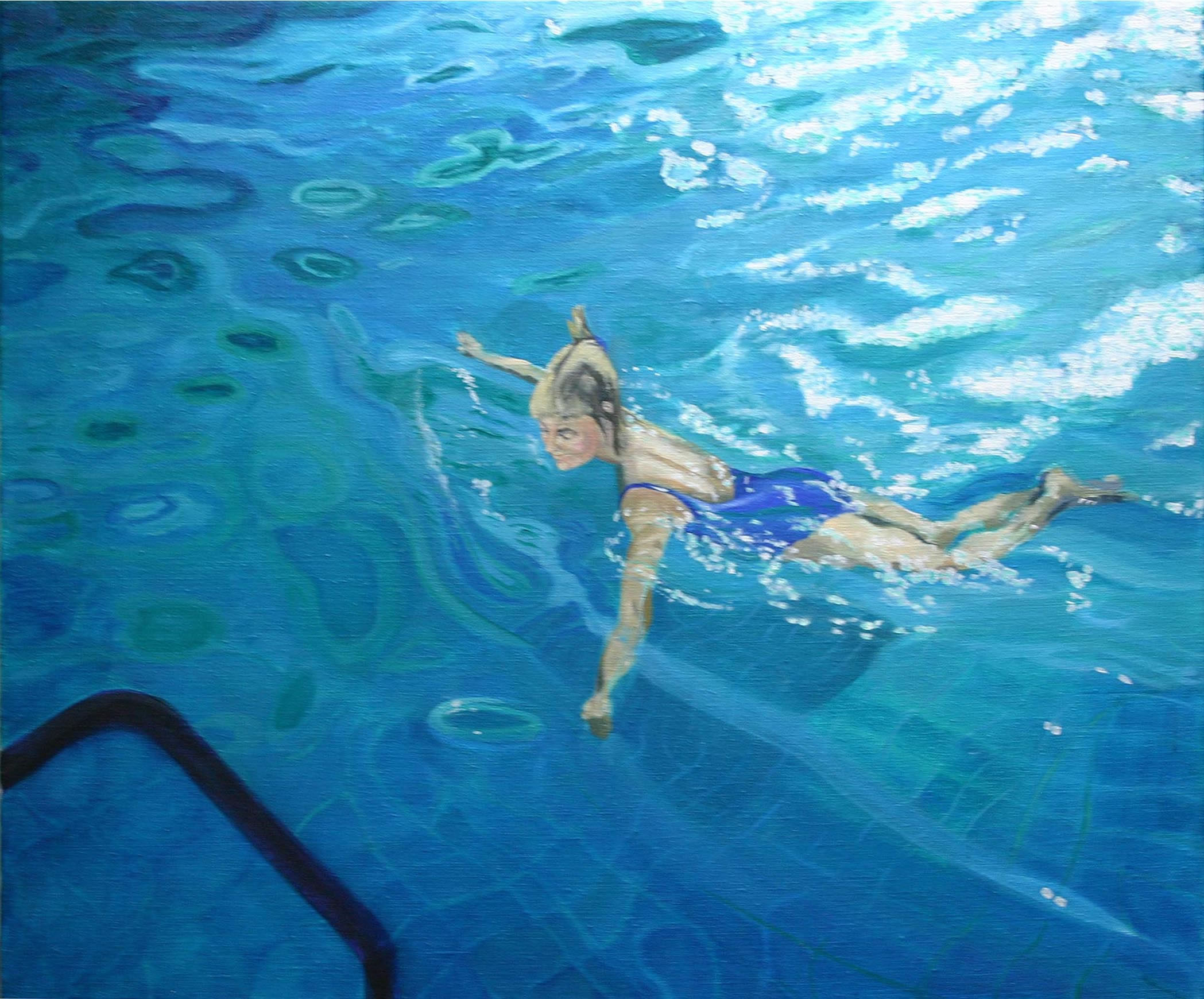 2097x1740 Jenifer Swimming Ii Oil Painting By Peter Lloyd Jones - Swimming Painting
