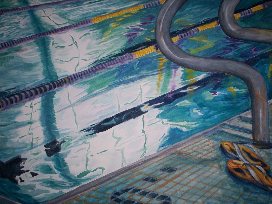 900x673 Swimming Pool Painting By Chibigingi - Swimming Pool Painting