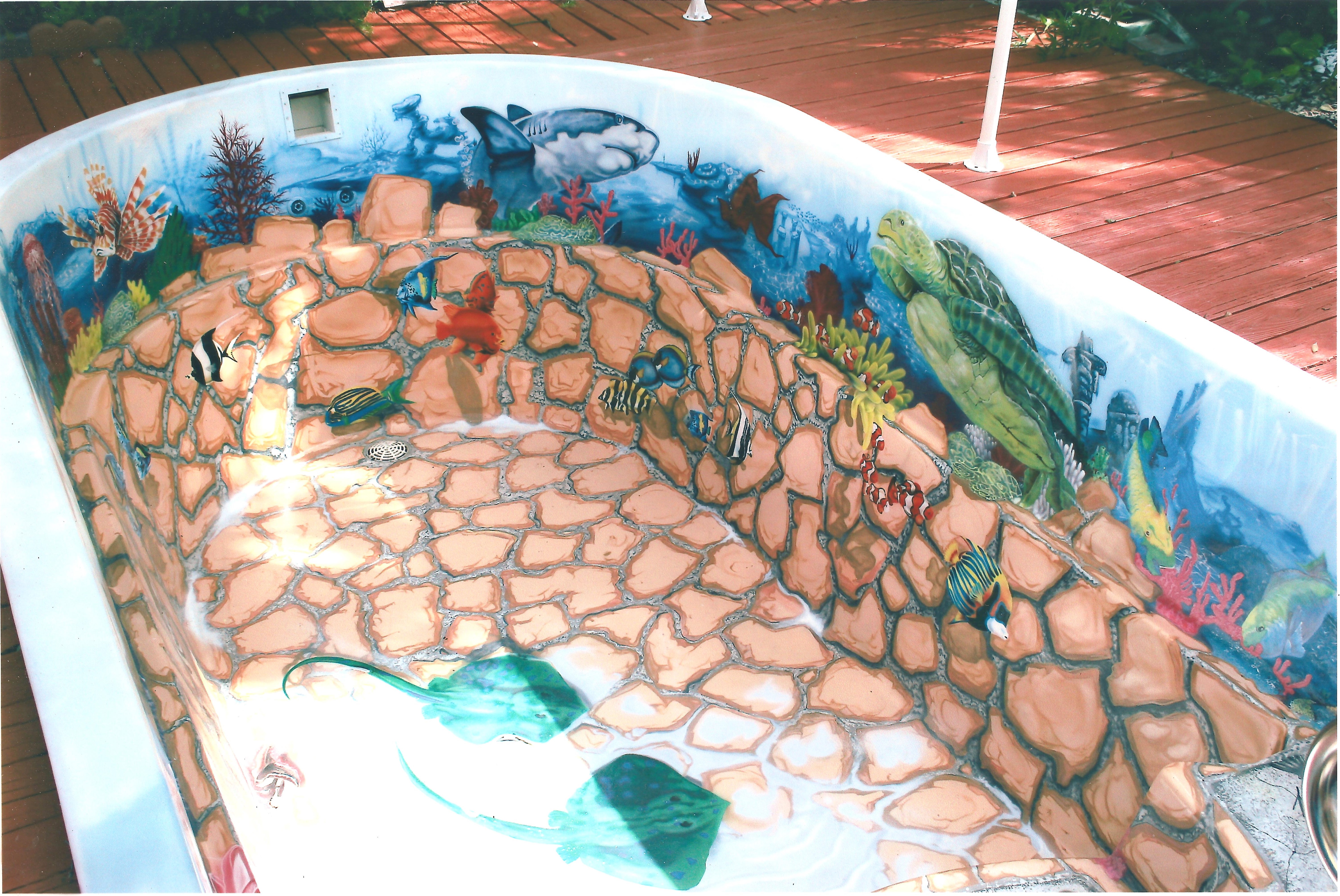 5985x4001 Custom Airbrushed Pool Designs Michael Talo Art - Swimming Pool Painting