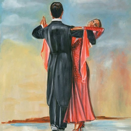 438x438 Ballroom Dancers, Dancers Ballroom Art - Swing Dance Painting