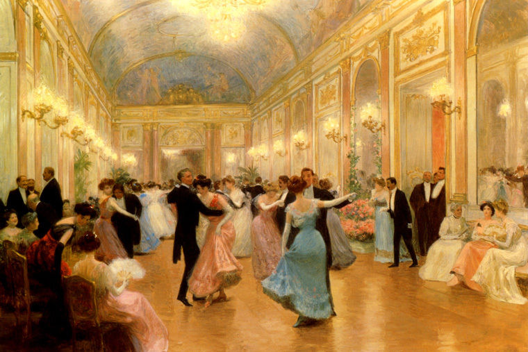 760x507 An Elegant Evening Ball Dance Ballroom Dancing Painting By Victor - Swing Dance Painting