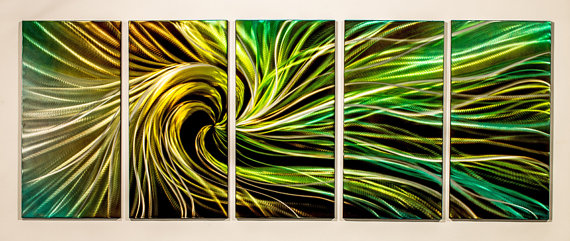 570x241 Modern Abstract Painting Metal Wall Art Sculpture Electric - Swirl Abstract Painting