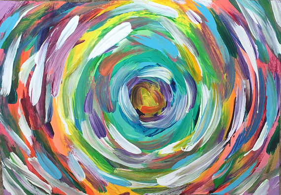 570x395 Small Painting Abstract Painting Swirl Painting Colorful - Swirl Abstract Painting