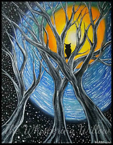 234x300 Acrylic Painting 11x14 Cosmic Swirl Amp Ancient Trees With Owl - Swirl Painting