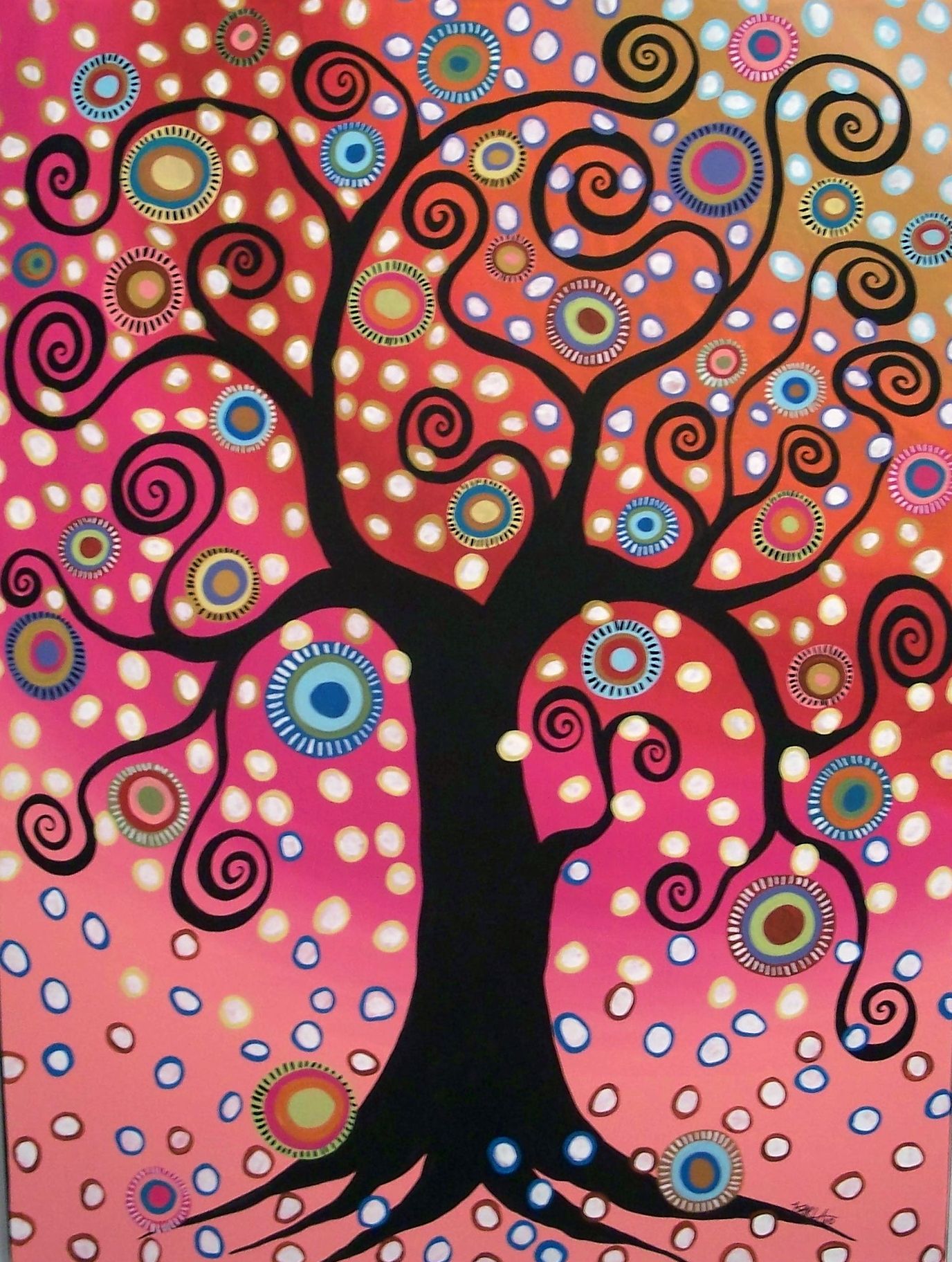 1376x1824 Online Store Expressive Art, Acrylics And Illustration Flower - Swirl Tree Painting