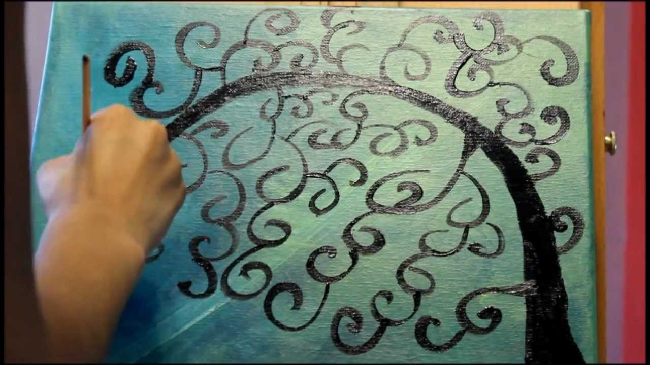 1280x720 Speed Painting Signature Swirly Tree With Quote - Swirl Tree Painting