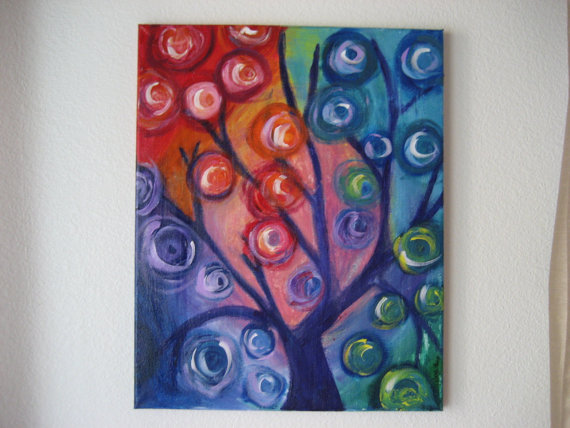 570x428 Swirl Tree Art Colorful Painting Contemporary Art Modern - Swirl Tree Painting