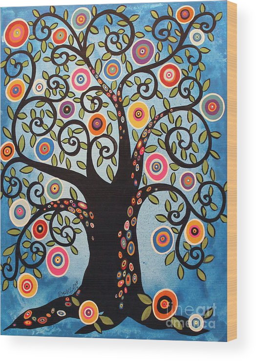 524x740 Black Swirl Tree Wood Print By Karla Gerard - Swirl Tree Painting