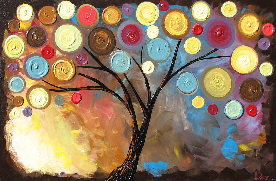 900x591 Evening Swirl Tree Painting By Danlye Jones - Swirl Tree Painting