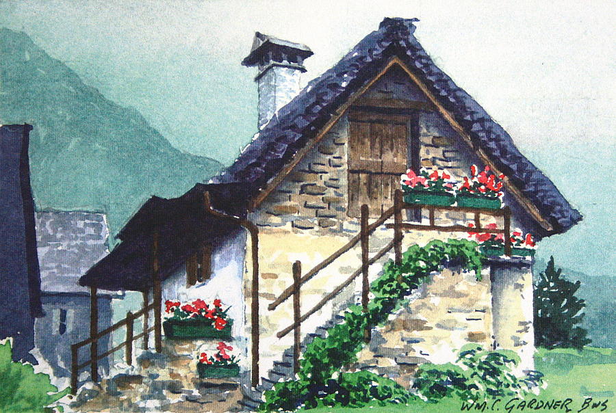 900x604 Swiss Chalet Painting By William Gardner - Swiss Painting