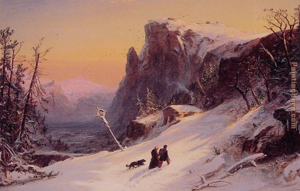 980x625 Jasper Francis Cropsey Winter In Switzerland Painting Anysize 50 - Switzerland Painting