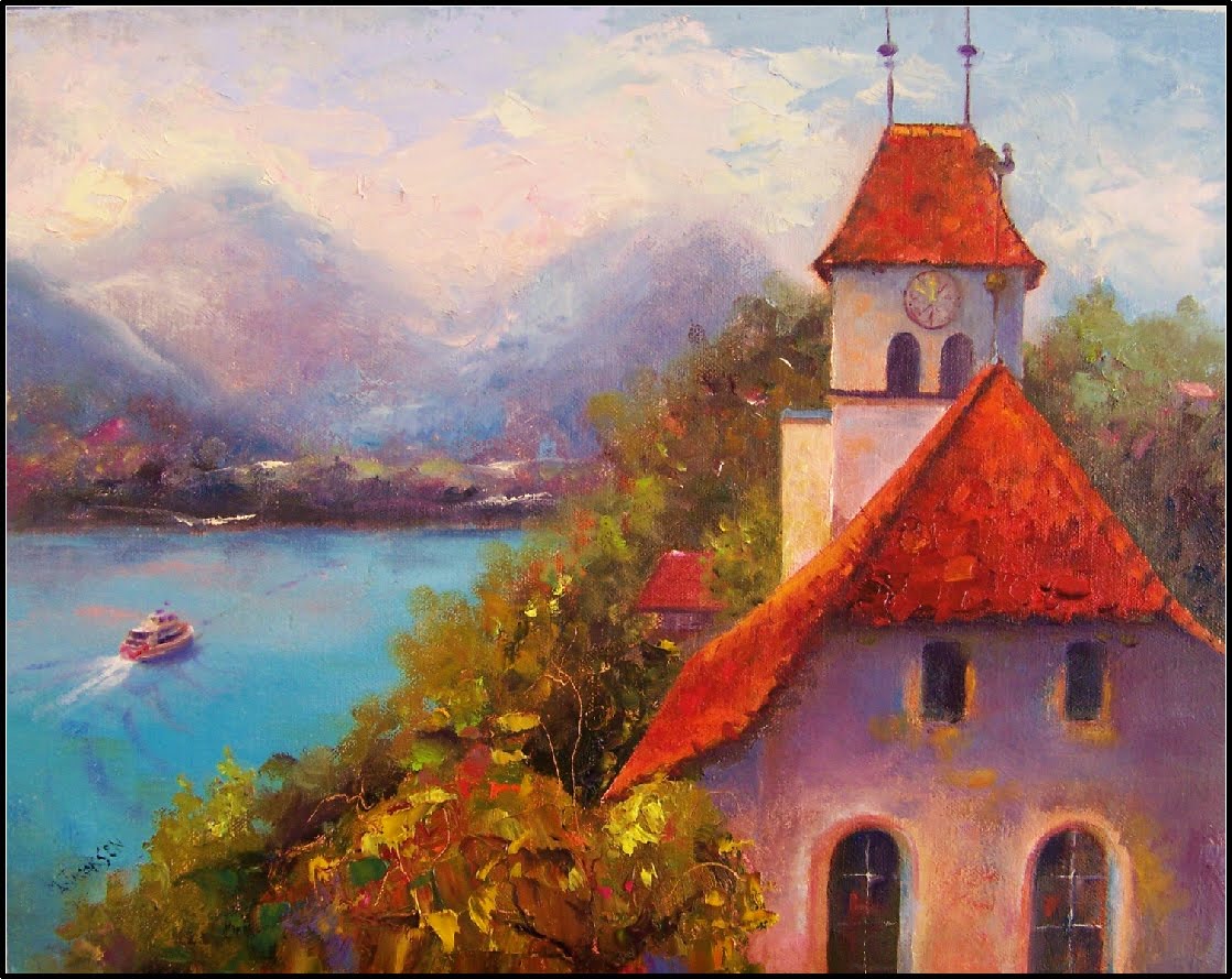 1118x889 Castle Of Ringgenberg Switzerland, 11x14, Oil On Linen, Maryanne - Switzerland Painting