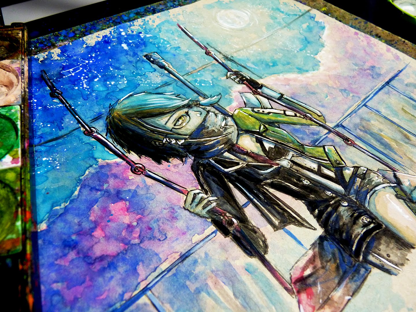 1440x1080 Watercolor Time Lapse Painting   Ink) - Sword Art Online Painting