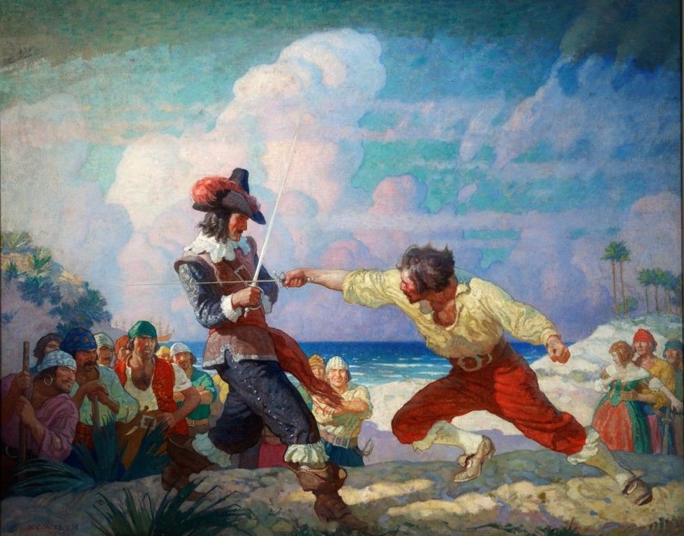 980x768 Pirates Sword Fight N.c. Wyeth Circa 1926 Fine Art Print - Sword Fight Painting