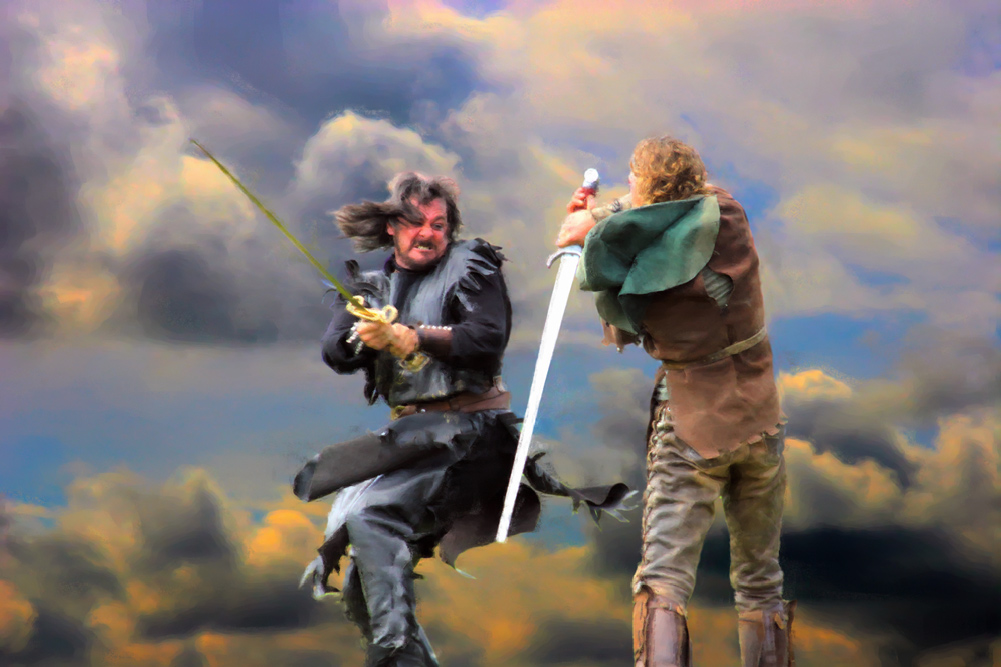 1001x667 Sword Fighting - Sword Fight Painting