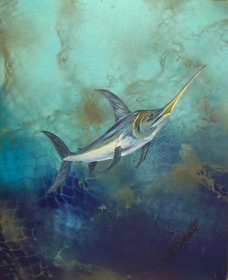 734x900 Swordfish Underwater Painting By Lynda Mcdonald - Swordfish Painting