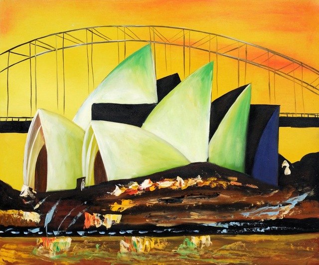 640x533 Christmas Gift Decorative Art House Painting Canvas Wall Painting - Sydney Opera House Painting