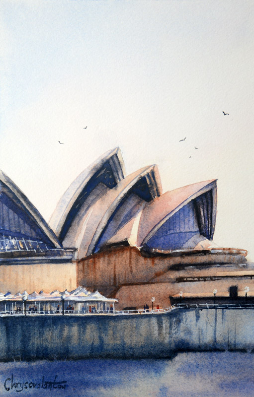 511x800 Sydney Opera House Painting Chrysovalantou Mavroudis Watercolour - Sydney Opera House Painting