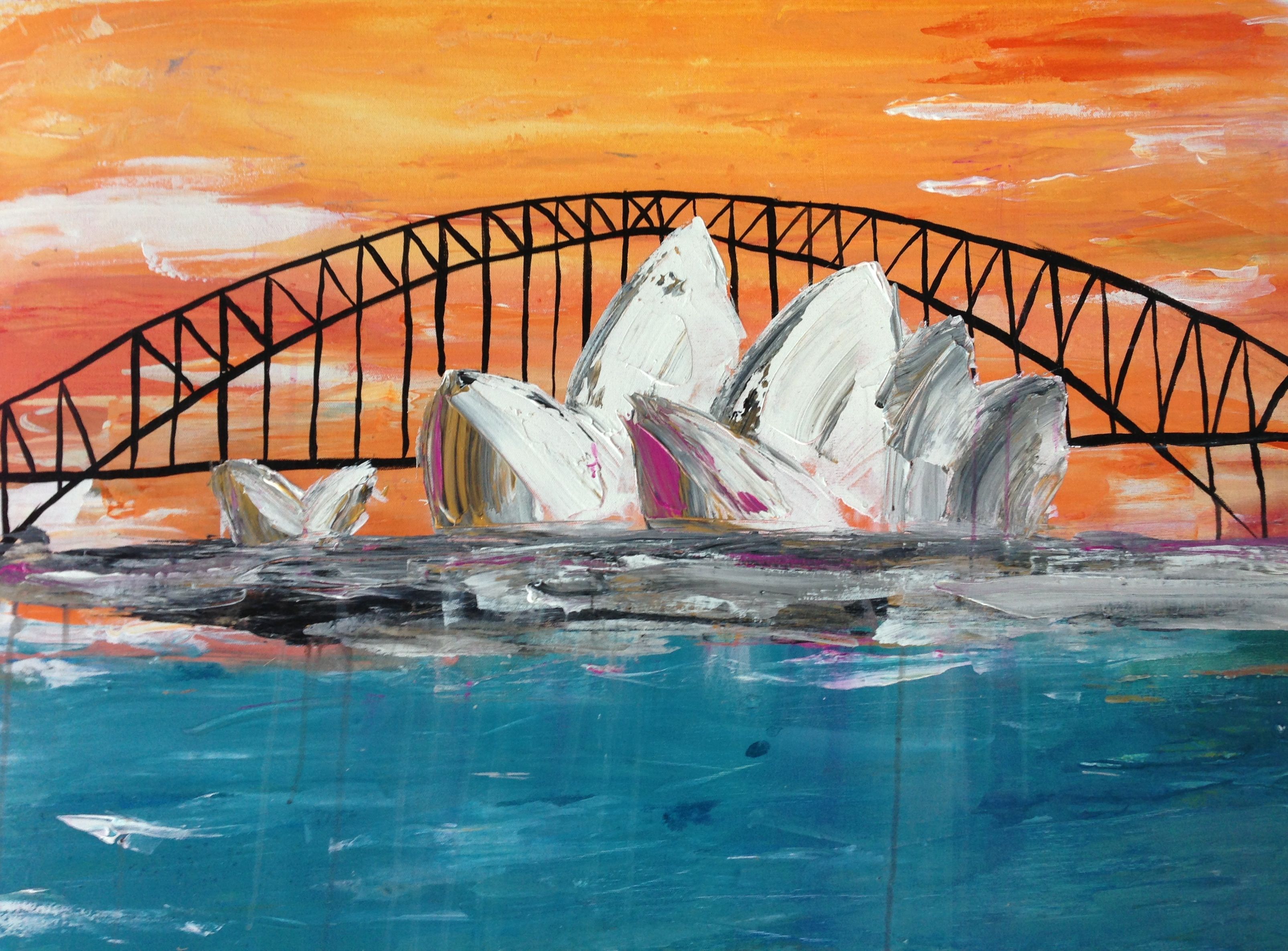 3212x2372 Original Sydney Opera House Painting (Acrylic On Canvas 1000x750 - Sydney Opera House Painting