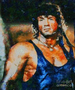 250x300 Sylvester Stallone First Blood Painting By Elizabeth Coats - Sylvester Stallone Painting