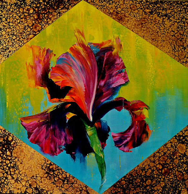 621x640 Nelu Gradeanu Artwork Symmetry And Symbols Floral 2 Original - Symmetry Painting