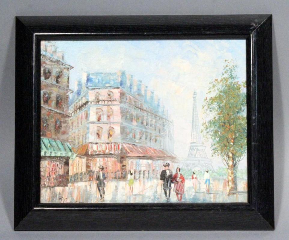 962x800 T Carson Original Oil On Canvas Parisian Street Scene, Framed, 12 - T Carson Painting