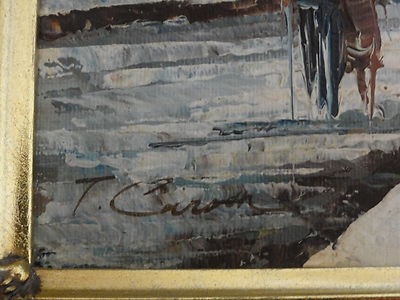 400x300 T Carson Oil Painting. Winter Street Scene, - T Carson Painting