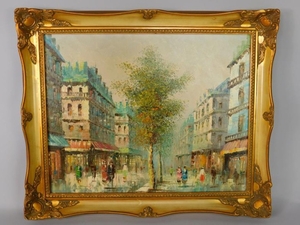 300x225 T Carson (20thc). Paris Street Scene, Oil On Canvas, Signed, - T Carson Painting Paris