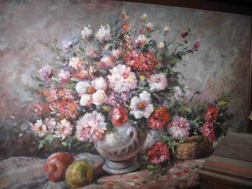 864x648 Artwork Oil On Canvas Floral Bouquet By T. Denver Benzbonz - T Denver Painting