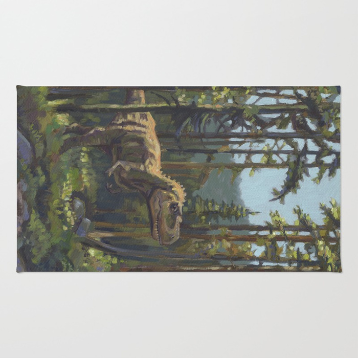 700x700 Hunt, T.rex Dinosaur Painting By Frank Joseph Rug By - T Rex Painting