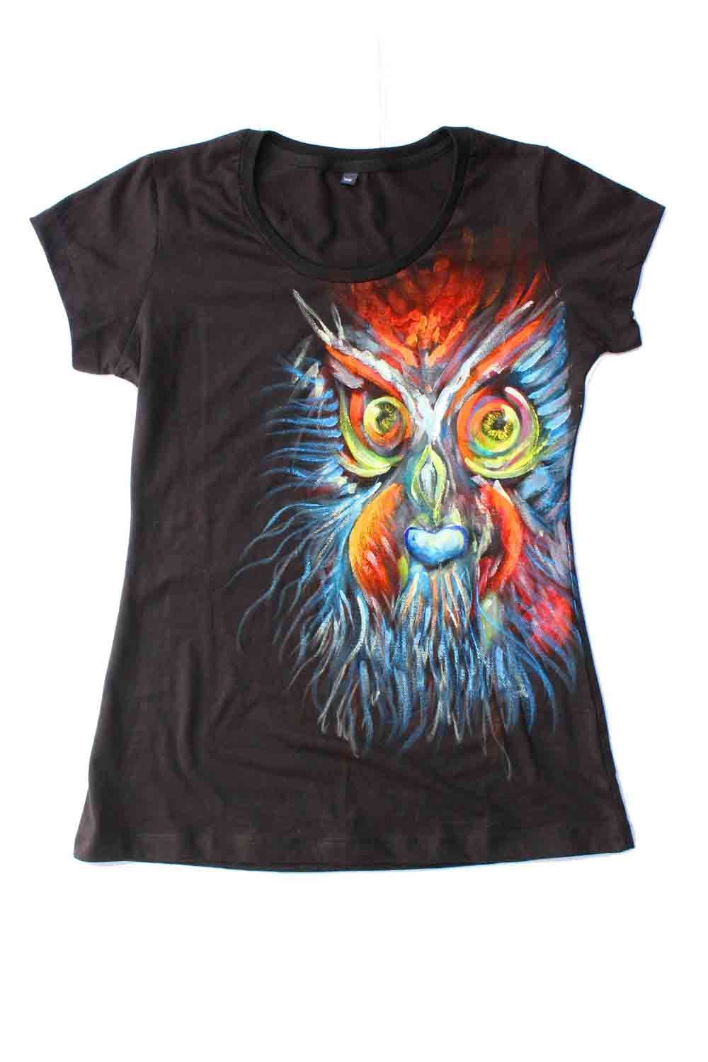 1000x1500 Hand Painted T Shirt Dramatic Owl On T Shirt Customized T - T Shirt Painting