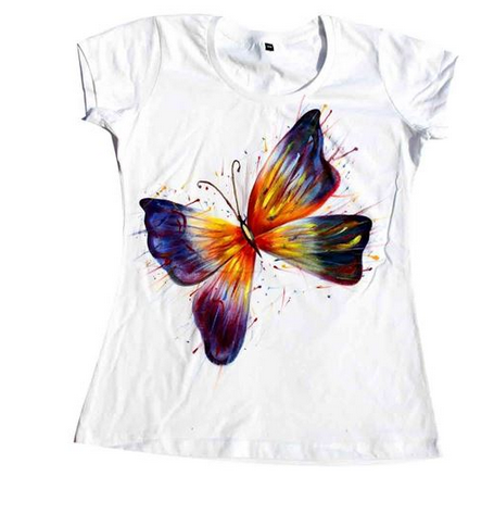 455x473 Beautiful Butterfly Hand Painted T Shirt - T Shirt Painting