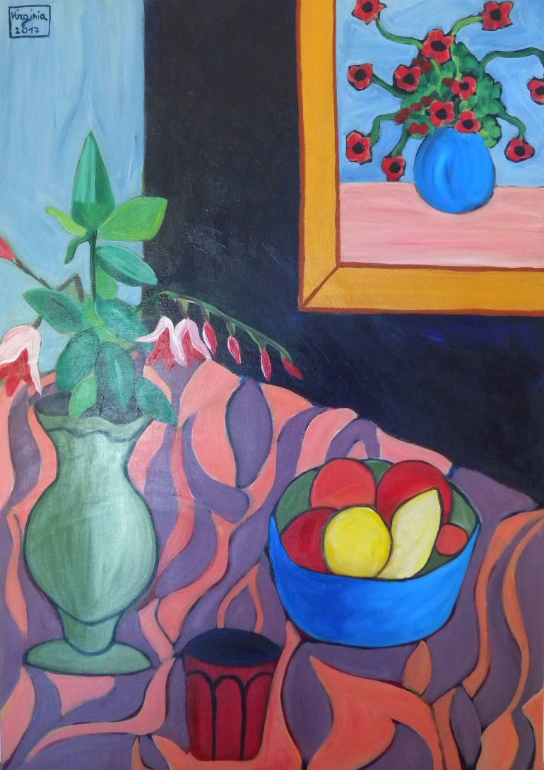 770x1089 Saatchi Art Still Life With Table Cloth Painting By Virginia Di - Table Cloth Painting