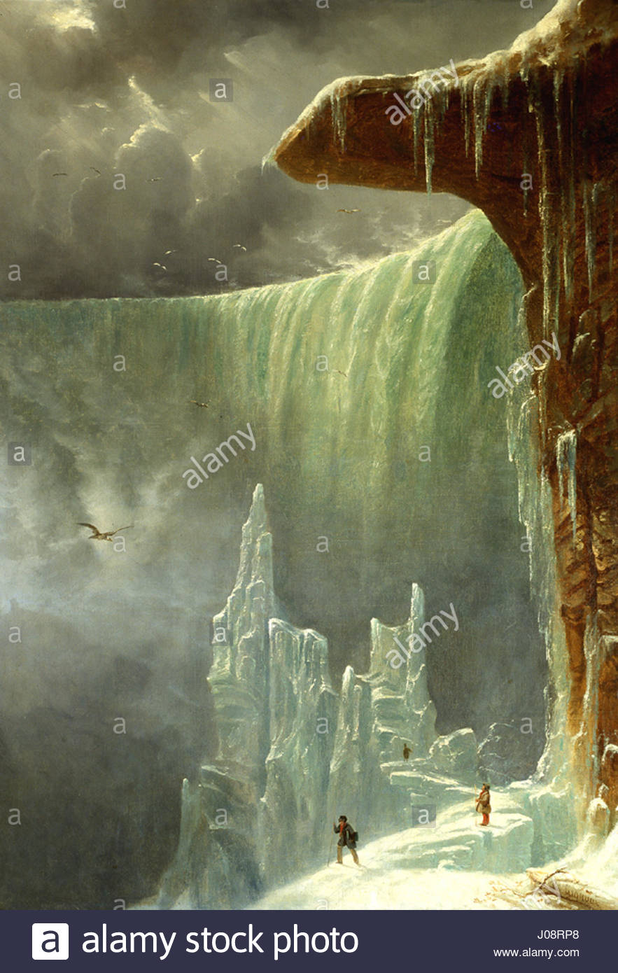 883x1390 Niagara, The Table Rock In Winter, Oil On Canvas Painting By - Table Rock Painting