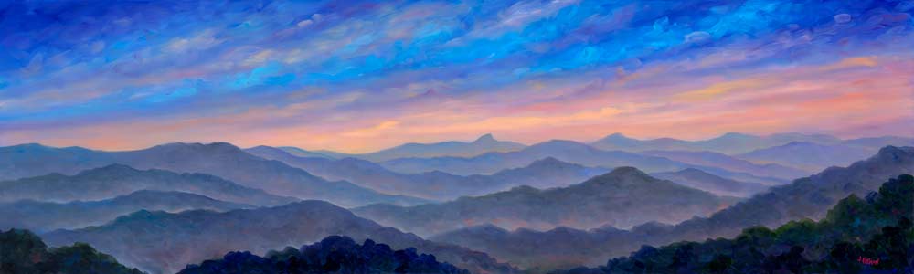 1000x300 View Table Rock And Hawksbill From Blowing Rock Nc - Table Rock Painting