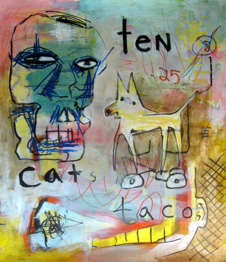 770x892 Saatchi Art Ten Cats Behind Taco Bell Painting By Nez Peek - Taco Bell Painting