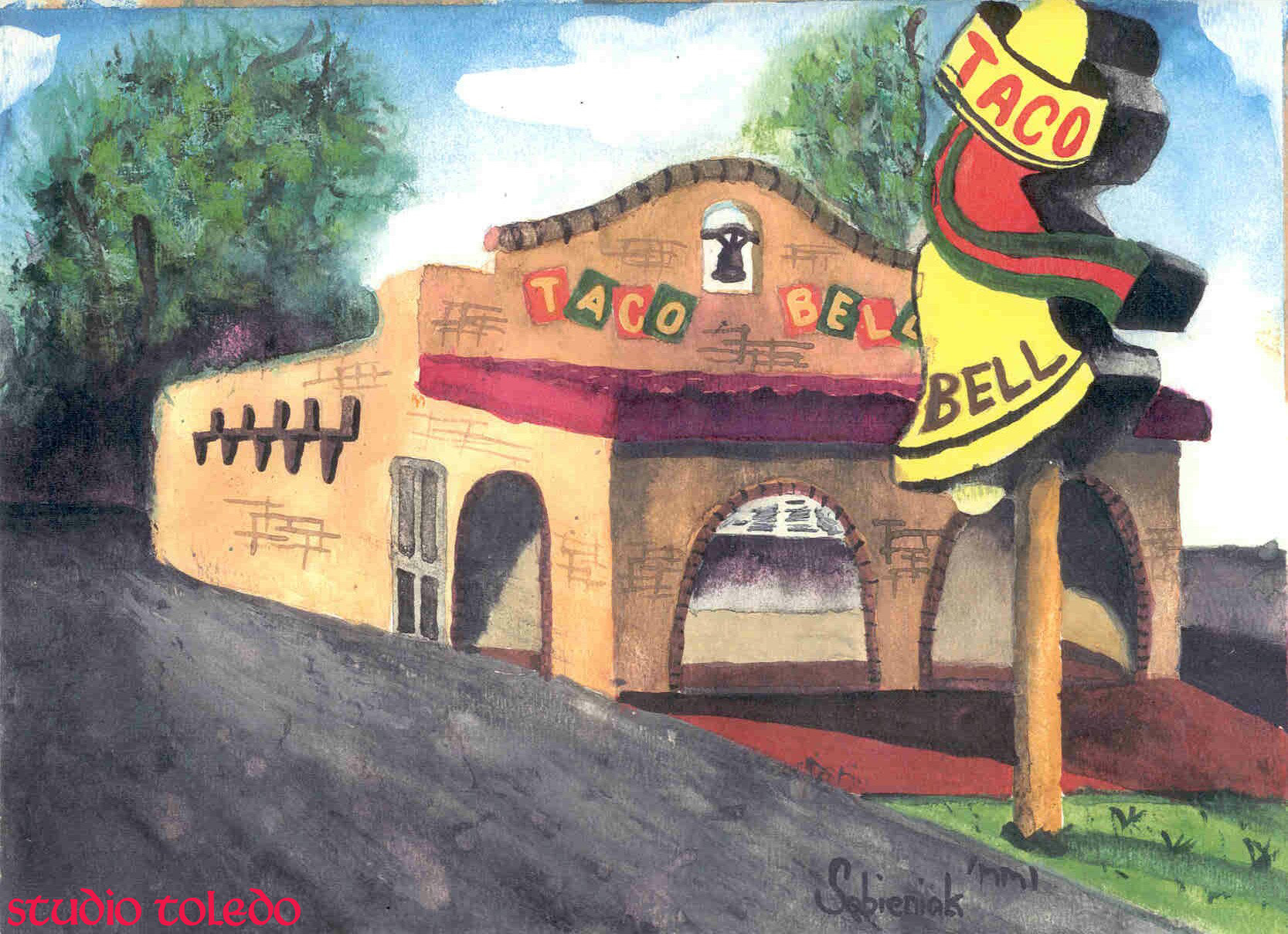 1667x1209 Taco Bell, Cir. 1970's By Studio Toledo - Taco Bell Painting