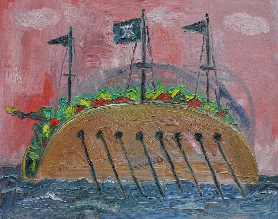 900x708 Pirate Ship Taco Painting By John Kilduff - Taco Painting