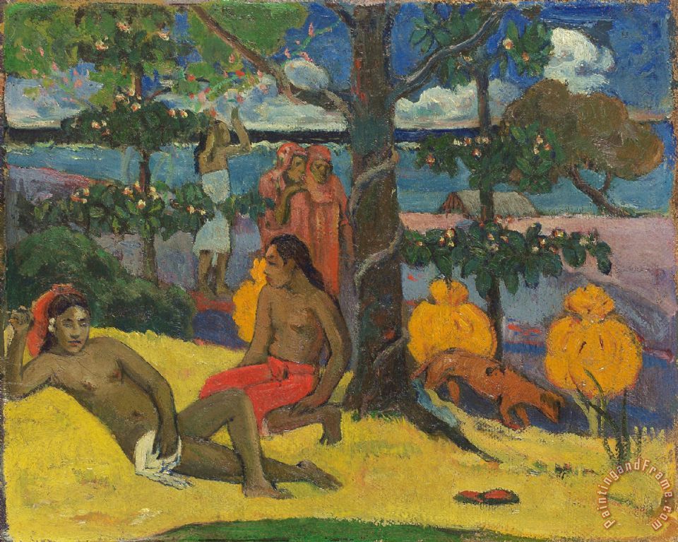 960x767 Paul Gauguin Tahitian Scene Painting - Tahiti Painting