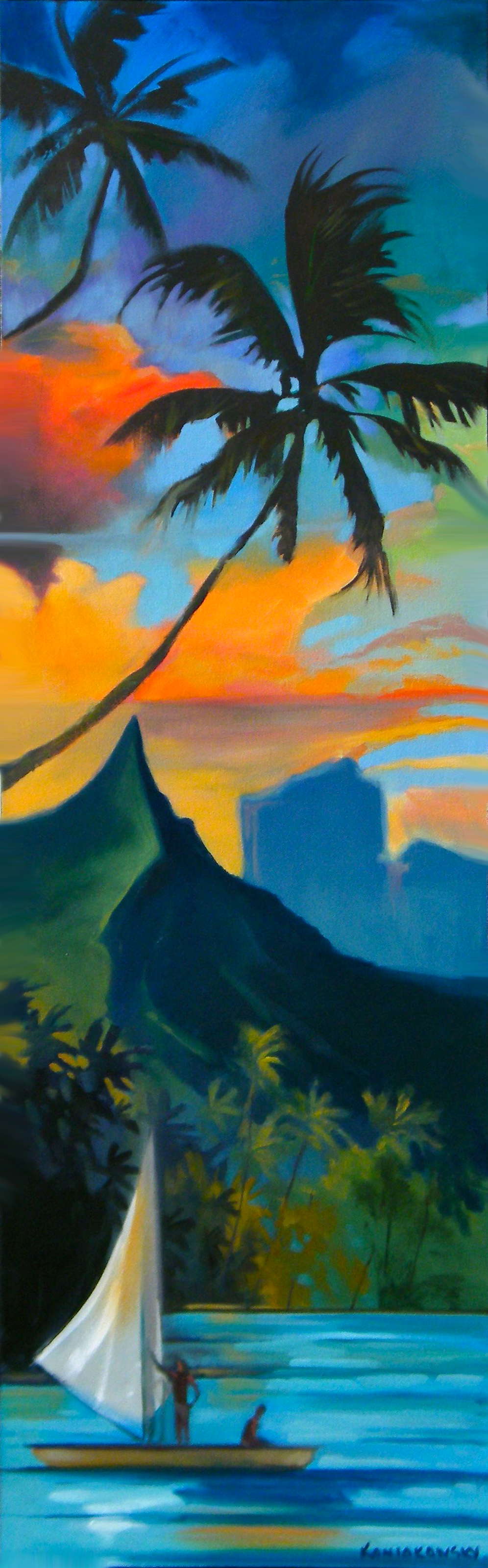 996x3200 Sail Tahiti Painting By Artist Wade Koniakowsky Loving Art - Tahiti Painting