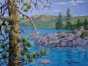 300x224 Lake Tahoe Early Morning Light Landscape Realistic Original Oil - Tahoe Painting