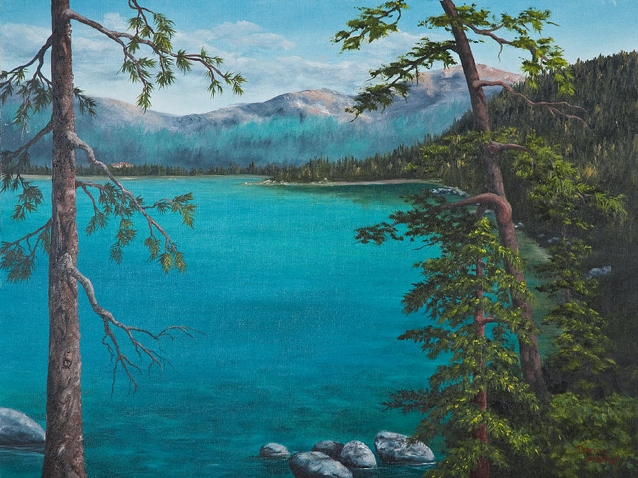 900x674 Lake Tahoe Nevada Looking Towards Incline Village Painting By - Tahoe Painting